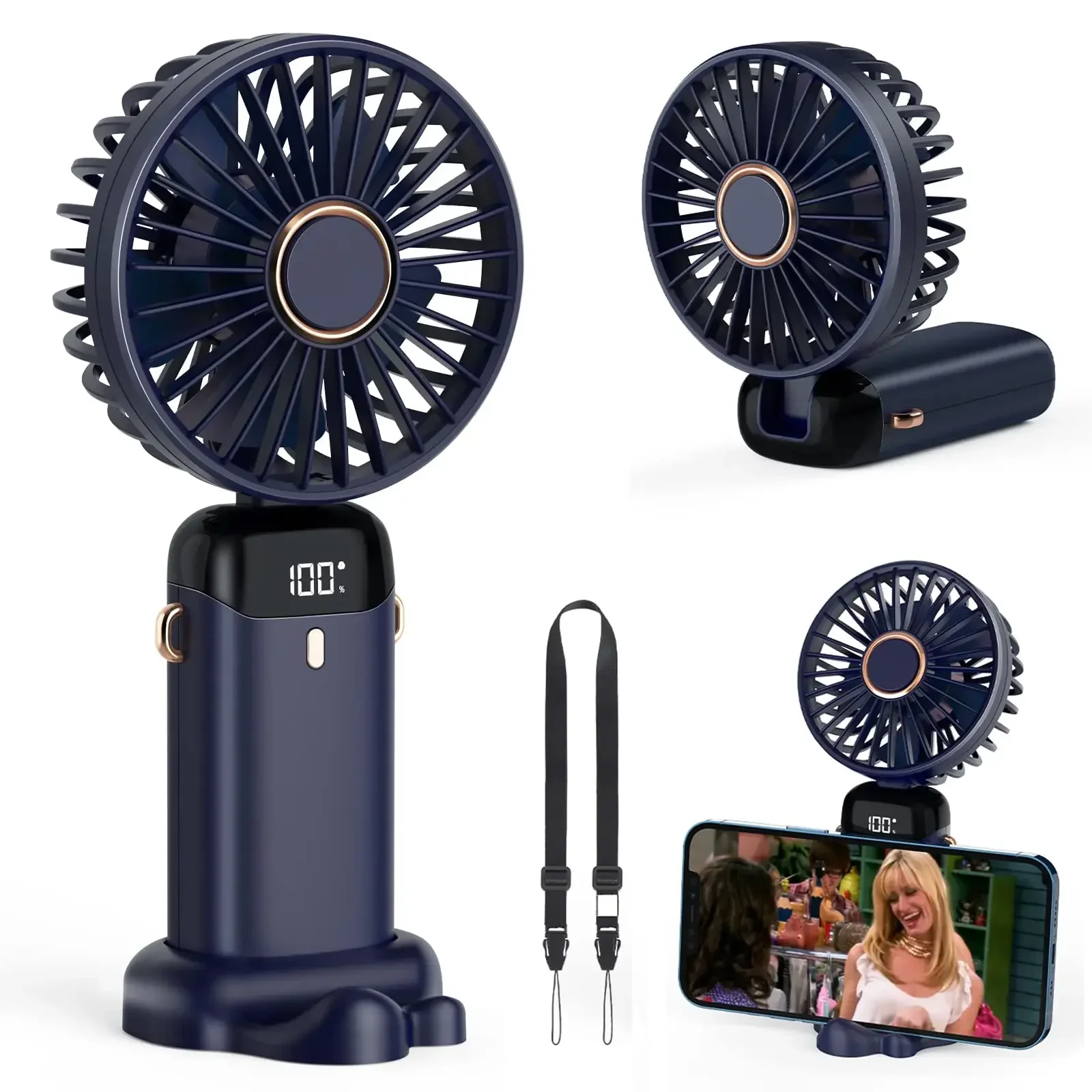 Power Bank Wireless - 5000mAh Handheld Mini Fan Wireless USB