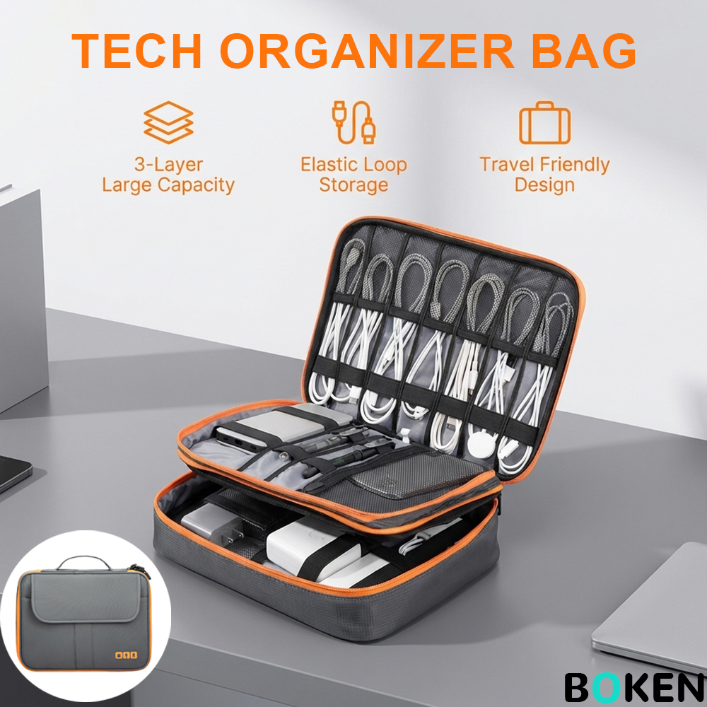 Tech Accessories Travel Organizer Pouch - Large Capacity Tech Organizer Bag Portable
