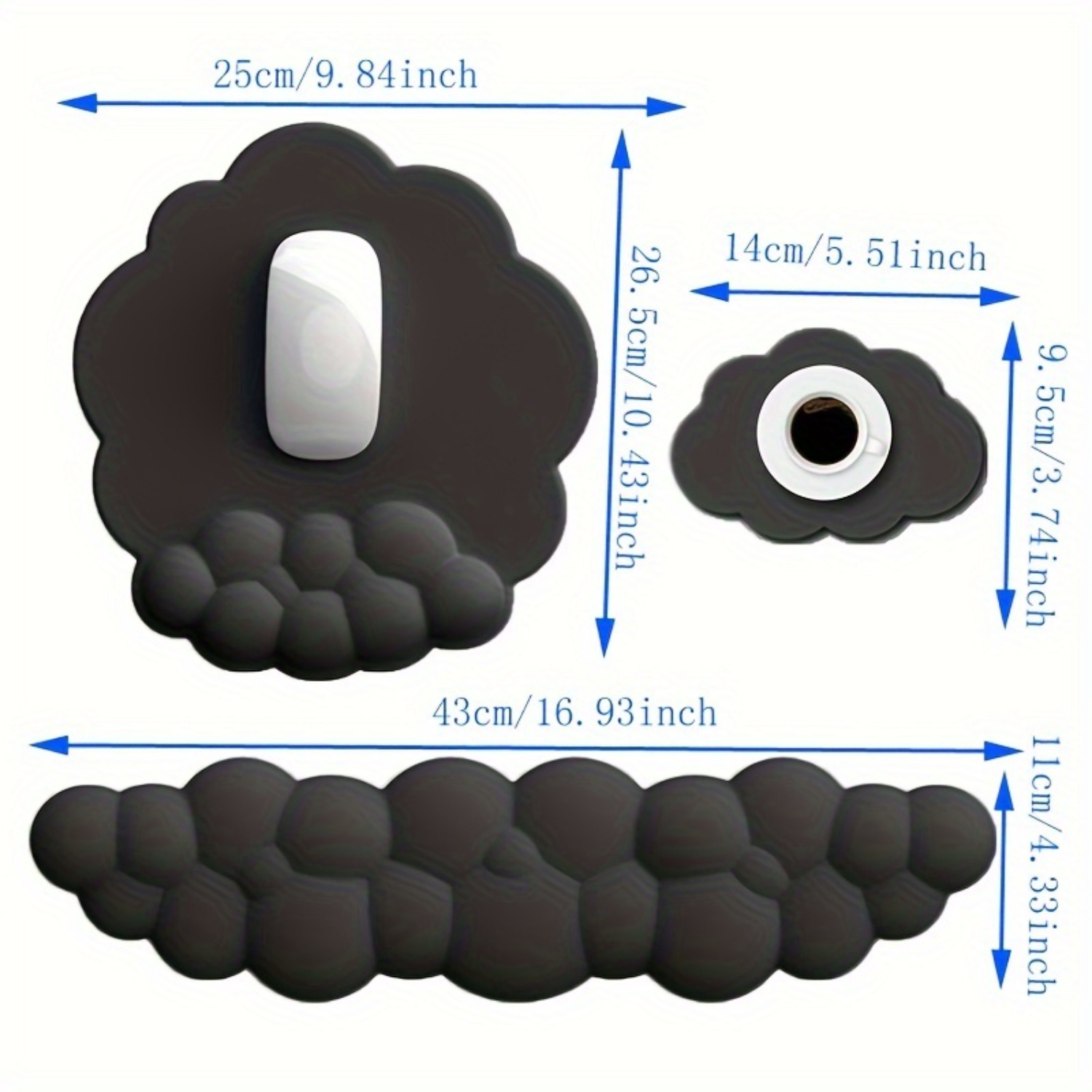 3-Piece Cloud-Shaped Mouse and - Keyboard Wrist Pad Leather review and price
