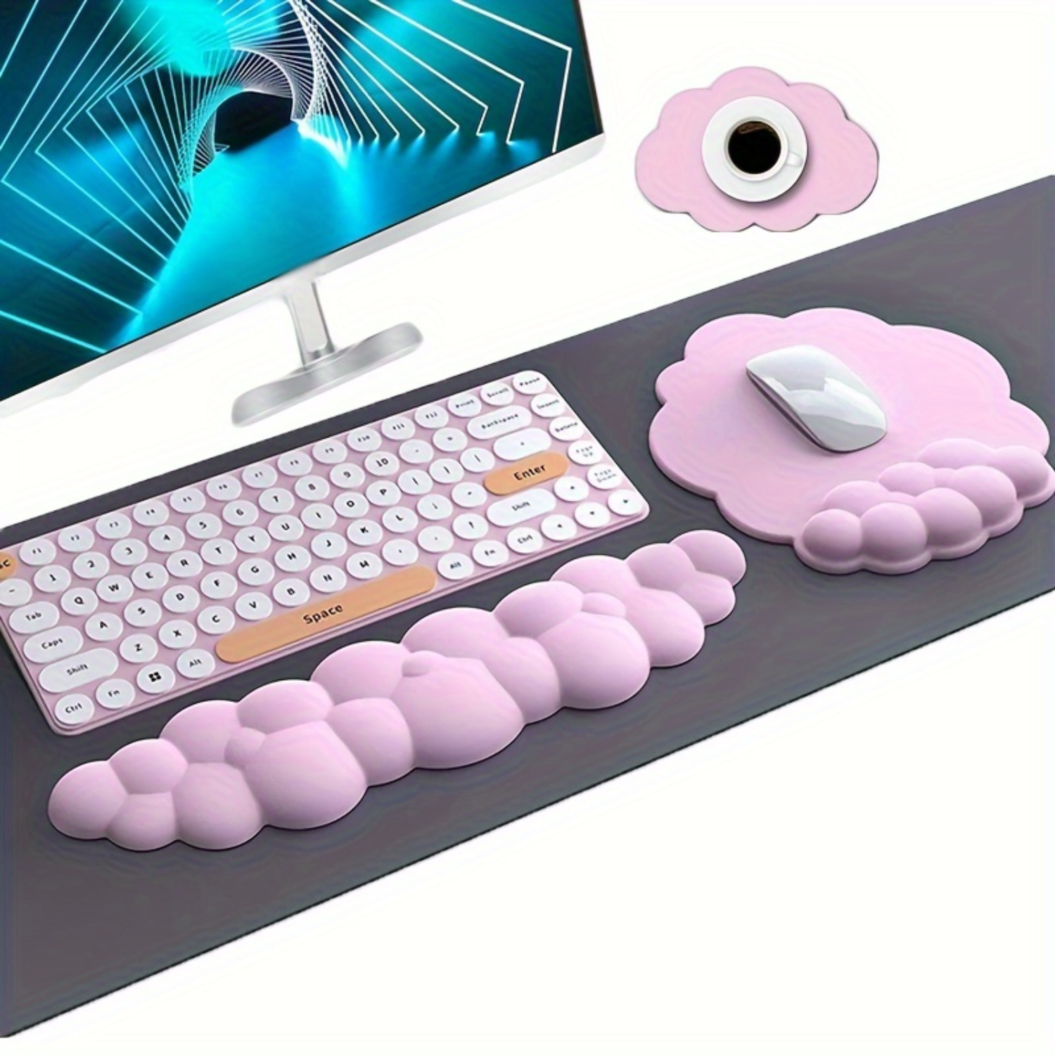 3-Piece Cloud-Shaped Mouse and - Keyboard Wrist Pad Leather review and price