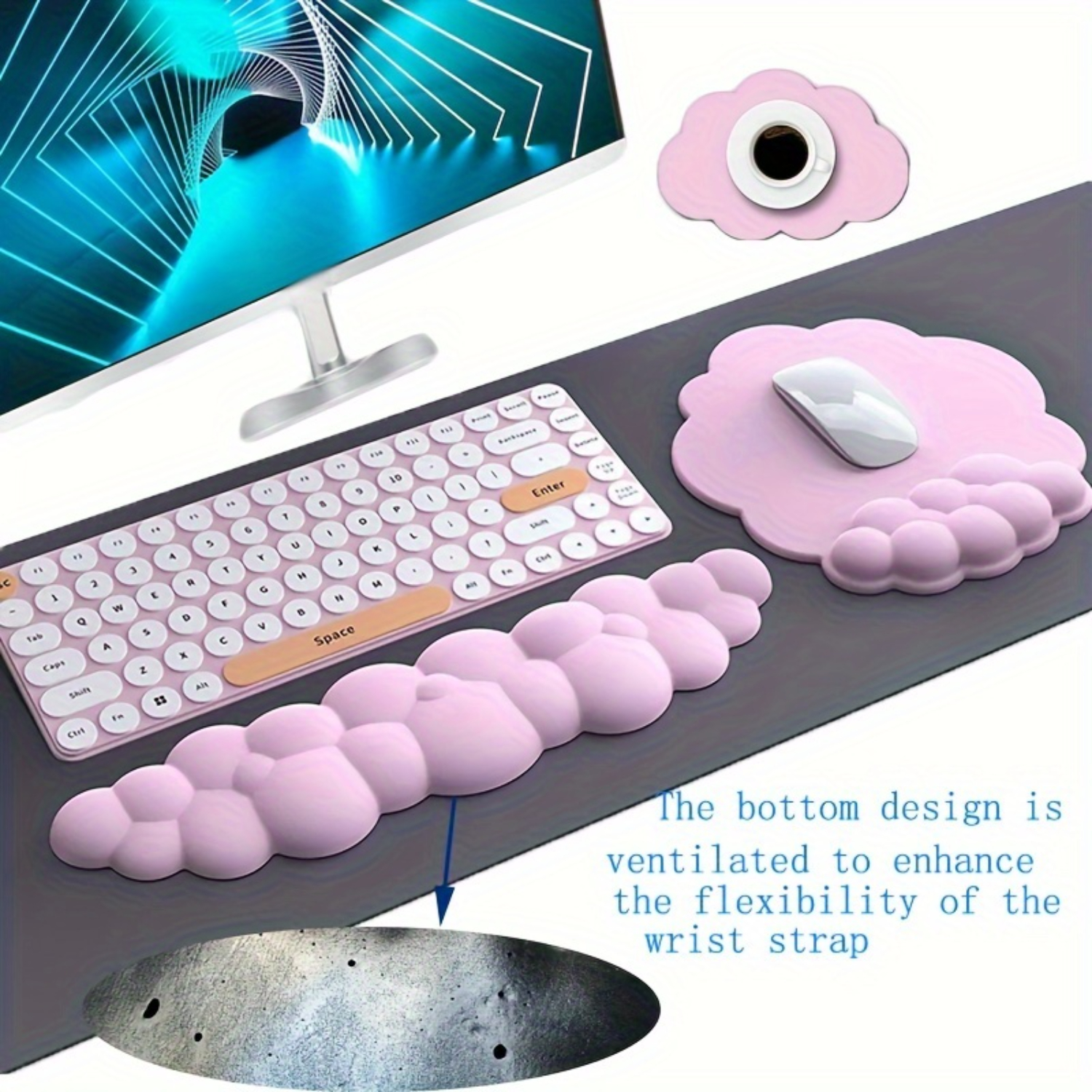 3-Piece Cloud-Shaped Mouse and - Keyboard Wrist Pad Leather review and price