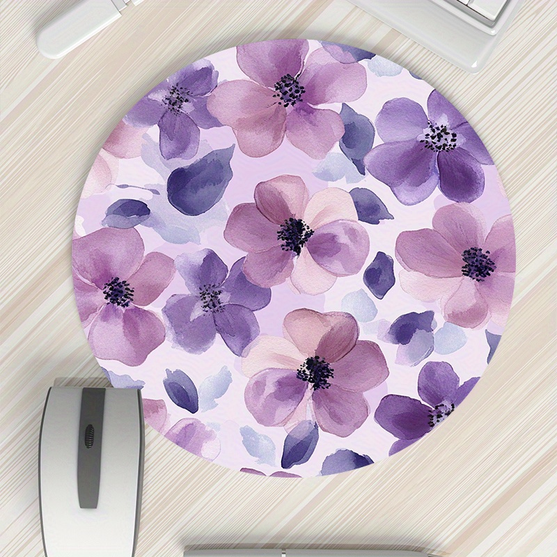 1pc Purple Floral Round Mouse  - Tech Table Accessories review and price