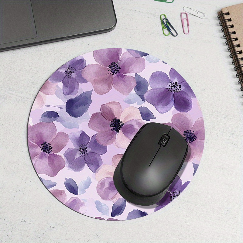 1pc Purple Floral Round Mouse  - Tech Table Accessories review and price