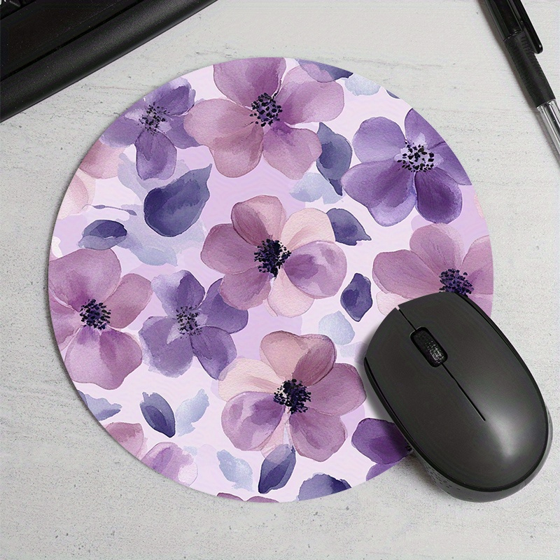1pc Purple Floral Round Mouse  - Tech Table Accessories review and price