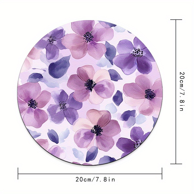 1pc Purple Floral Round Mouse  - Tech Table Accessories review and price