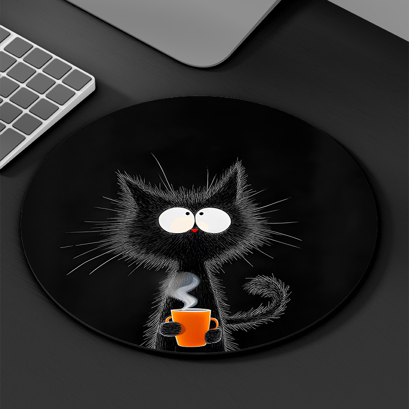 Black Cat Round Mouse Pad Dura - Tech Table Accessories review and price