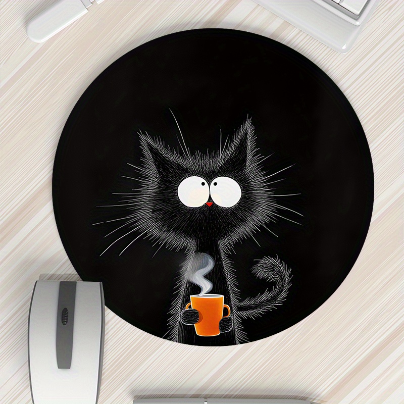 Black Cat Round Mouse Pad Dura - Tech Table Accessories review and price