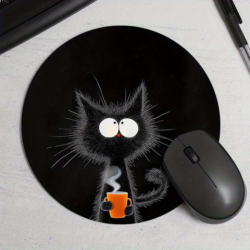 Black Cat Round Mouse Pad Dura - Tech Table Accessories review and price