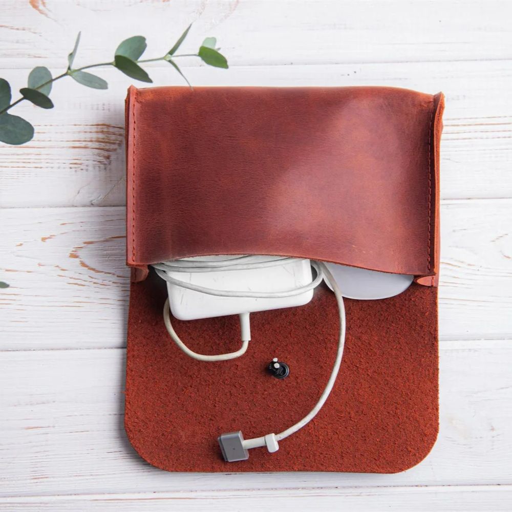 Genuine Leather MacBook Mouse  - Tech Accessories Travel Organizer Pouch review and price